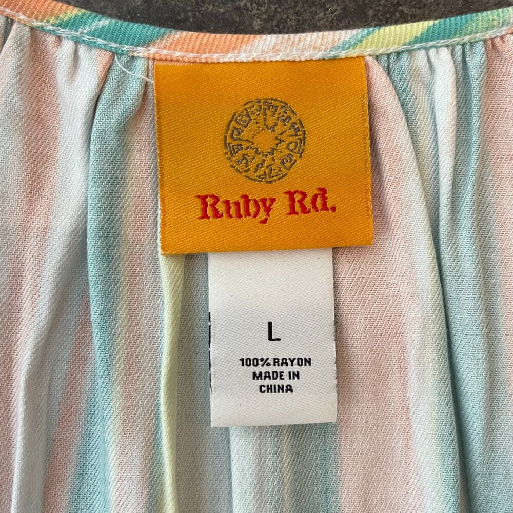 Ruby Rd Tie Front Flutter Sleeve Embroidered Embe… - image 3